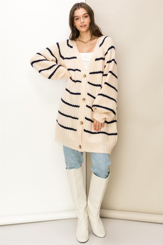 Made for Style Oversized Striped Sweater Cardigan - Jake J Shop