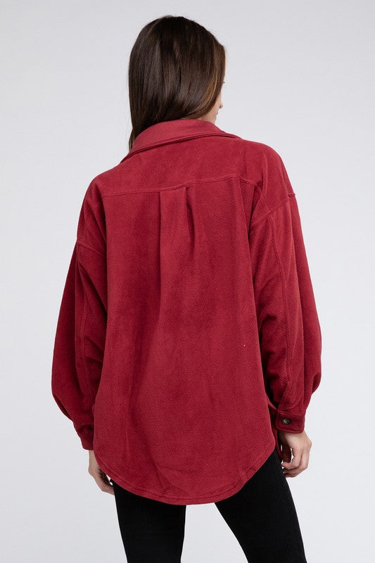 Fleece Buttoned Down Oversized Jacket - Jake J Shop