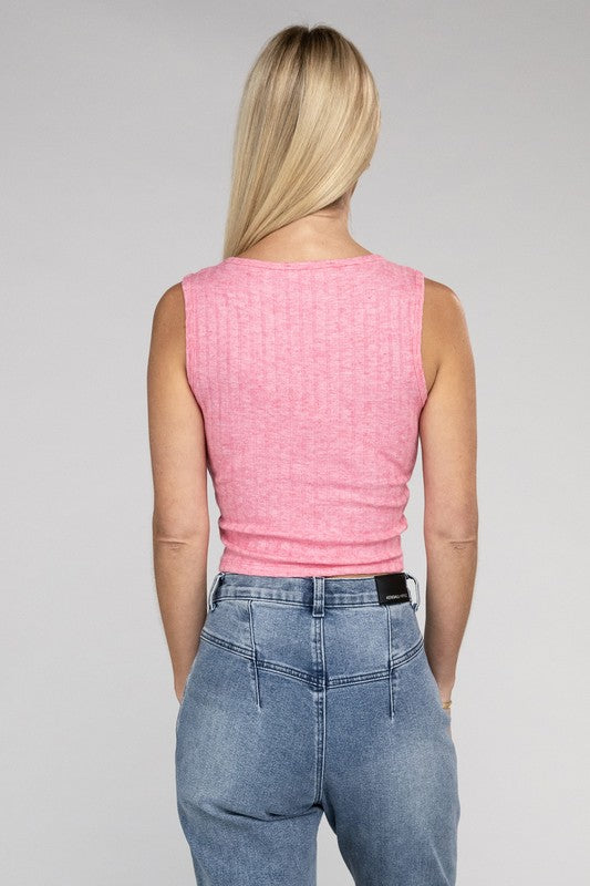 Ribbed Scoop Neck Cropped Sleeveless Top - Jake J Shop