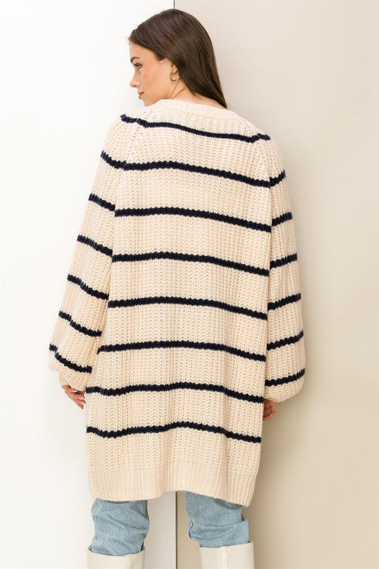 Made for Style Oversized Striped Sweater Cardigan - Jake J Shop