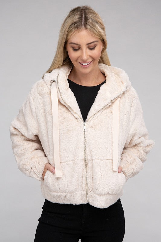 Fluffy Zip-Up Teddy Hoodie - Jake J Shop