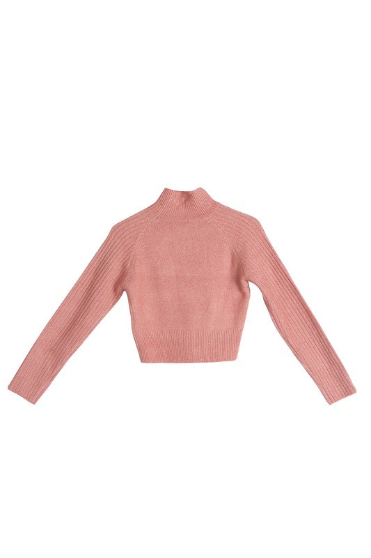 Crop mock neck sweater