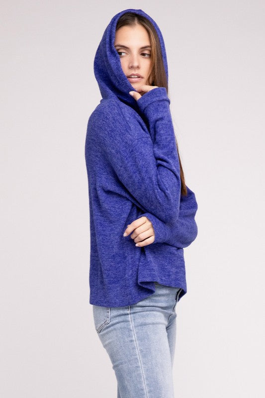 Hooded Brushed Melange Hacci Sweater