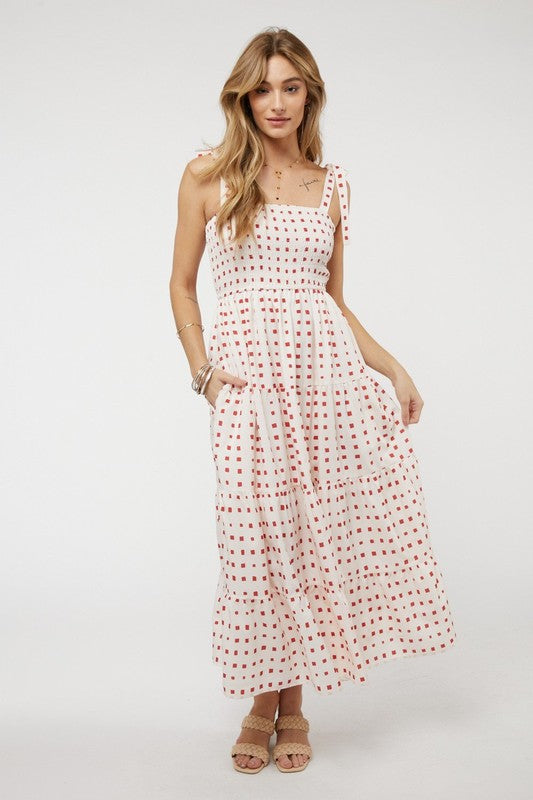 Printed Smocked Ruffle Maxi Dress - Jake J Shop