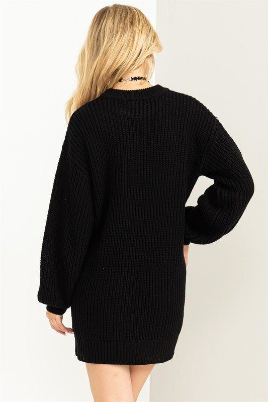 Cable-Knit Ribbed Mini Sweater Dress - Jake J Shop