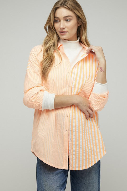 Stripe Button Down Long Sleeve Shirt - Jake J Shop