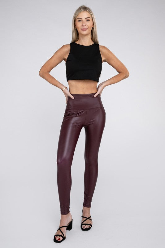 High Rise Faux Leather Leggings - Jake J Shop