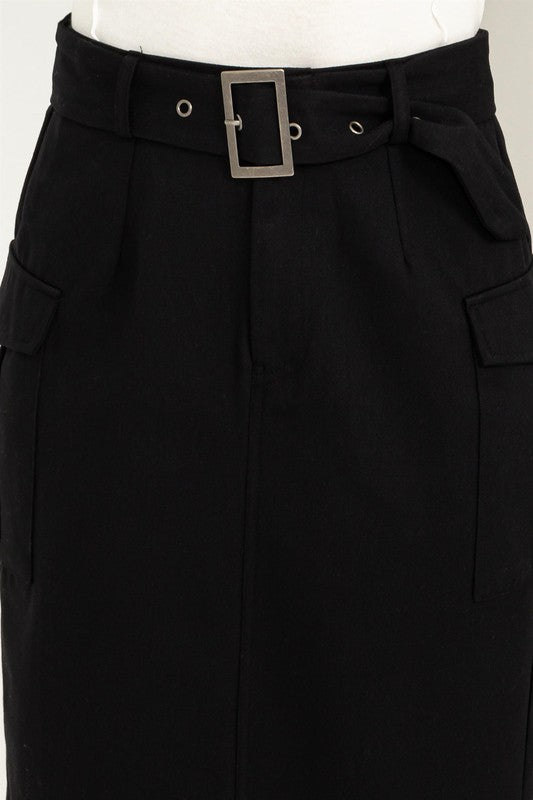 Professional Poise Buckled Belt Cargo Skirt - Jake J Shop