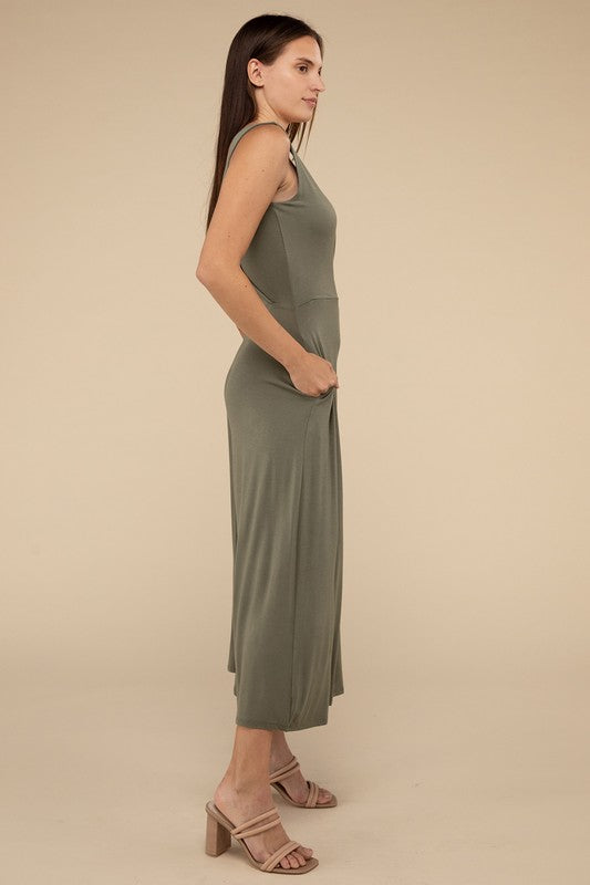 Surplice Neckline Sleeveless Jumpsuit