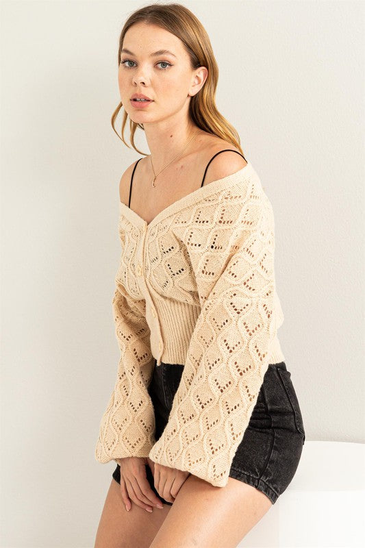 Days Together Pointelle Sweater Cardigan - Jake J Shop