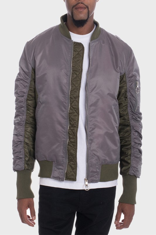 TWO TONE COLOR BLOCK BOMBER JACKET - Jake J Shop