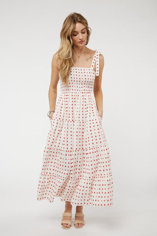 Printed Smocked Ruffle Maxi Dress - Jake J Shop