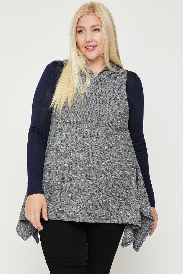 Plus Size Two Tone Knit, Sleeveless Top