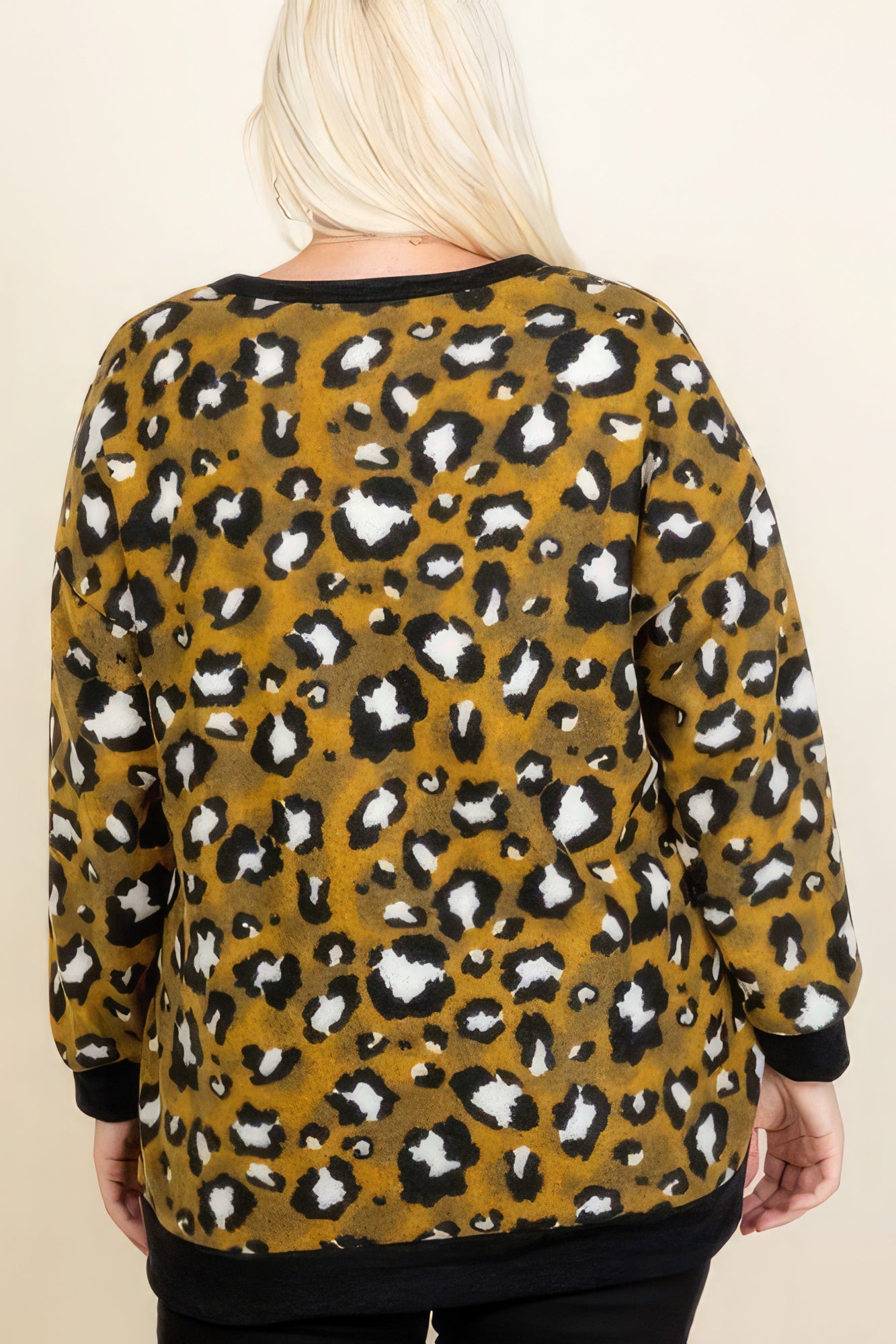 Plus Size Cozy Animal Mir Print With Brush Button Up Cardigan