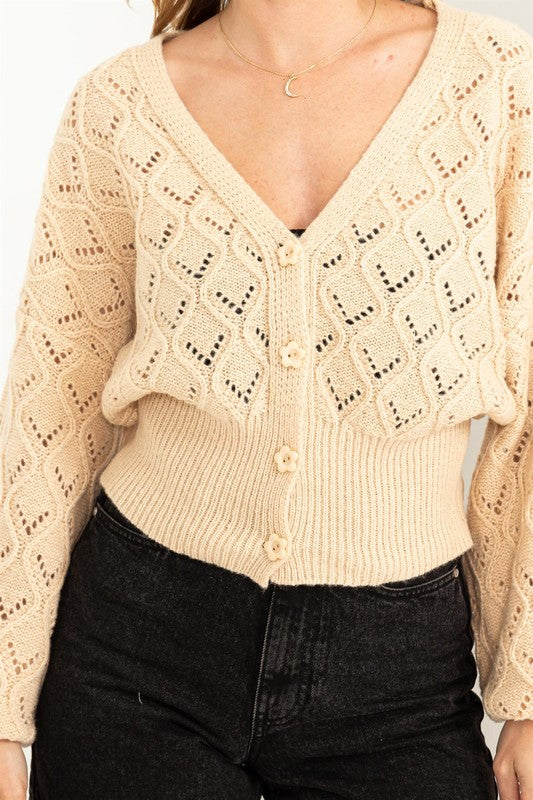 Days Together Pointelle Sweater Cardigan - Jake J Shop