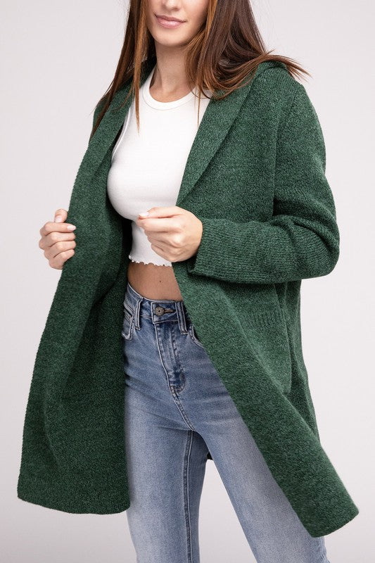 Hooded Open Front Sweater Cardigan