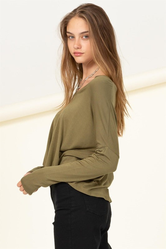 Love Me Right V Neck Loose Fit Top - Jake J Shop