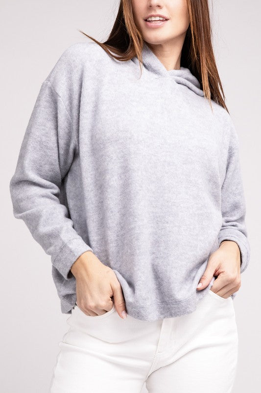 Hooded Brushed Melange Hacci Sweater