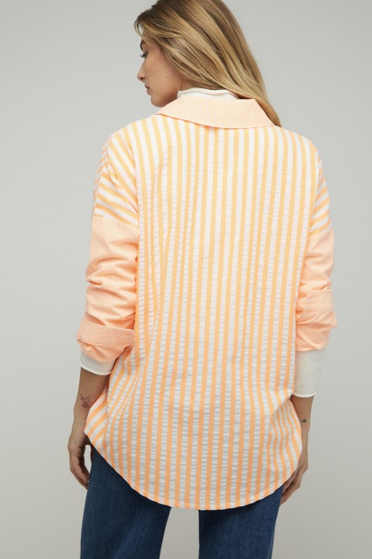 Stripe Button Down Long Sleeve Shirt - Jake J Shop