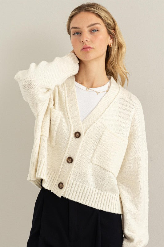 Cute Mood Crop Shoulder Cropped Cardigan Sweater - Jake J Shop