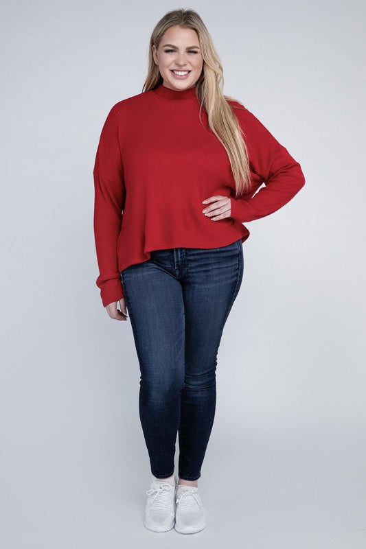 Plus Drop Shoulder Long Sleeve Top