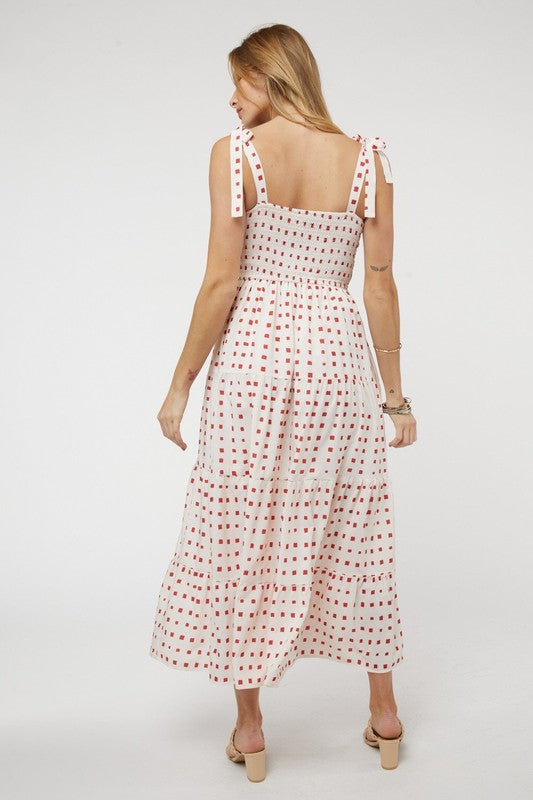 Printed Smocked Ruffle Maxi Dress - Jake J Shop