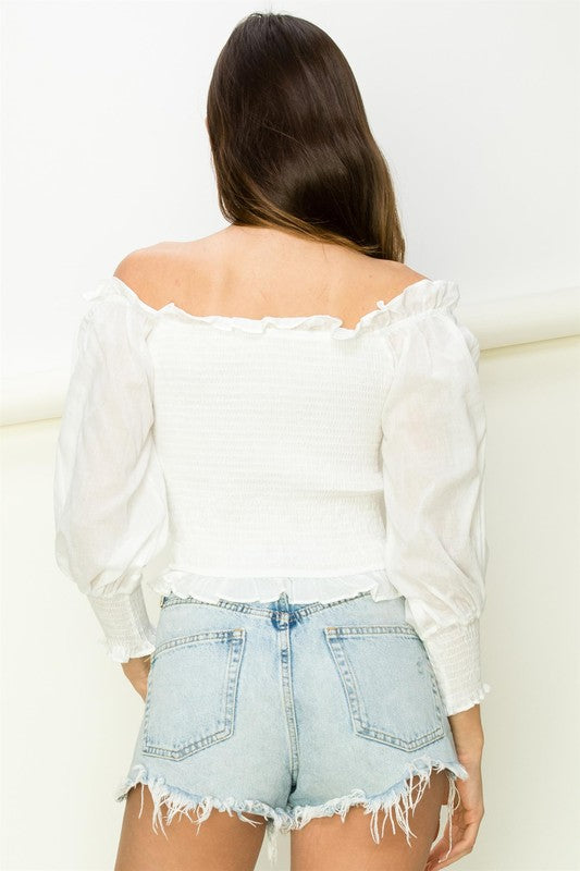 Sunny Day Smocked Off-the-Shoulder Top