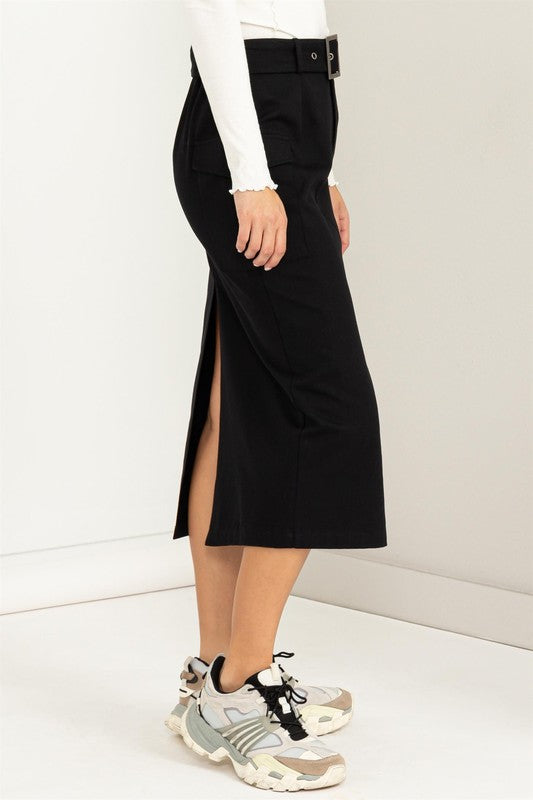 Professional Poise Buckled Belt Cargo Skirt - Jake J Shop