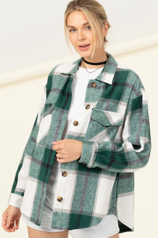 Effortless Ease Plaid Print Shacket - Jake J Shop