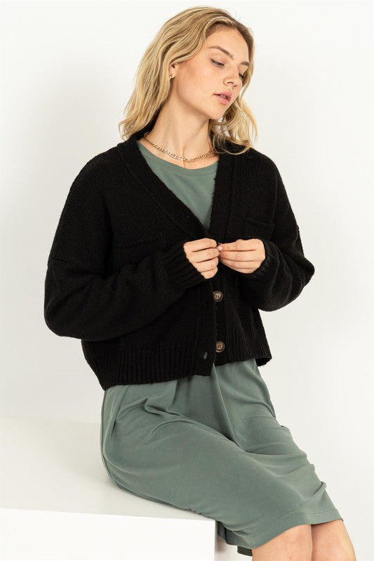 Cute Mood Crop Shoulder Cropped Cardigan Sweater - Jake J Shop