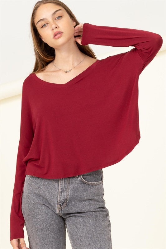 Love Me Right V Neck Loose Fit Top - Jake J Shop