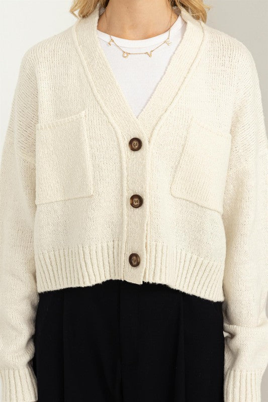 Cute Mood Crop Shoulder Cropped Cardigan Sweater - Jake J Shop