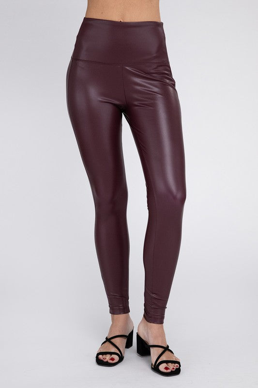 High Rise Faux Leather Leggings - Jake J Shop