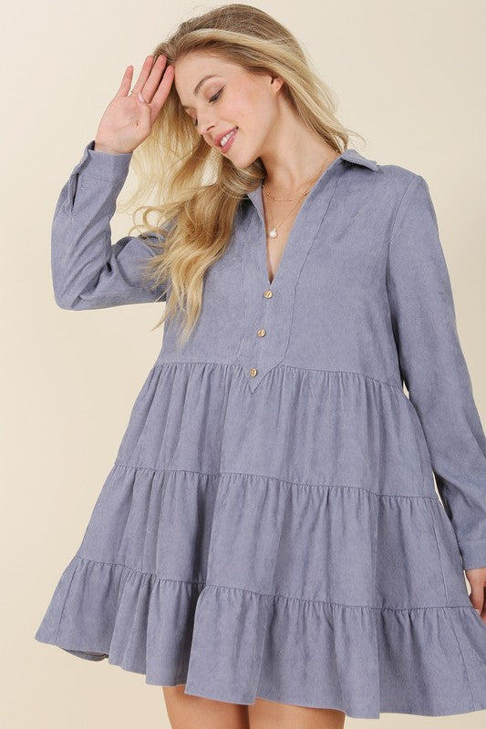 Corduroy tiered dress - Jake J Shop