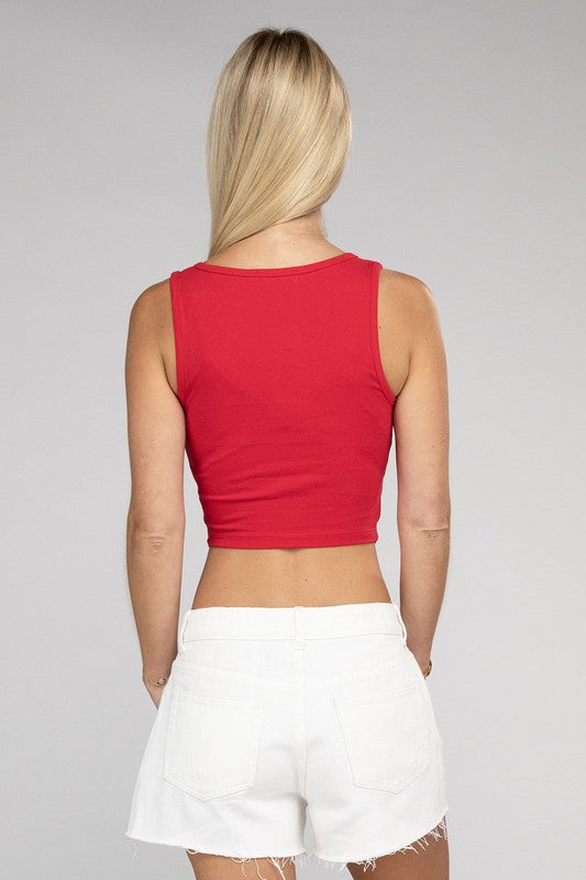 Cotton Square Neck Cropped Cami Top - Jake J Shop