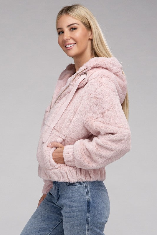 Fluffy Zip-Up Teddy Hoodie - Jake J Shop