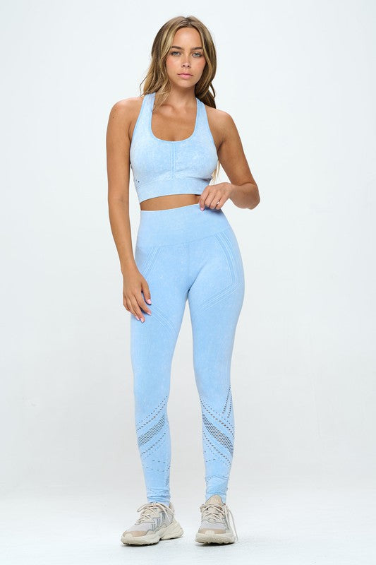 Seamless Two Piece Yoga mineral washed active set - Jake J Shop