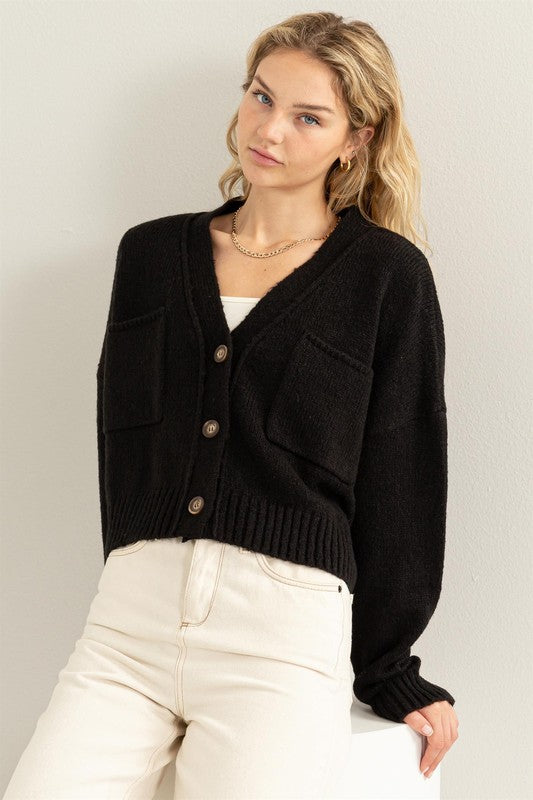 Cute Mood Crop Shoulder Cropped Cardigan Sweater - Jake J Shop