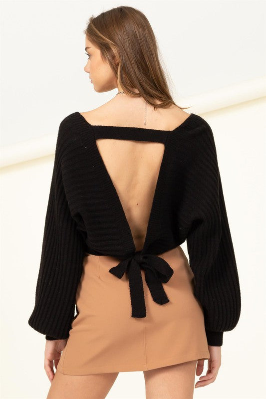 Simply Stunning Tie-Back Cropped Sweater Top - Jake J Shop