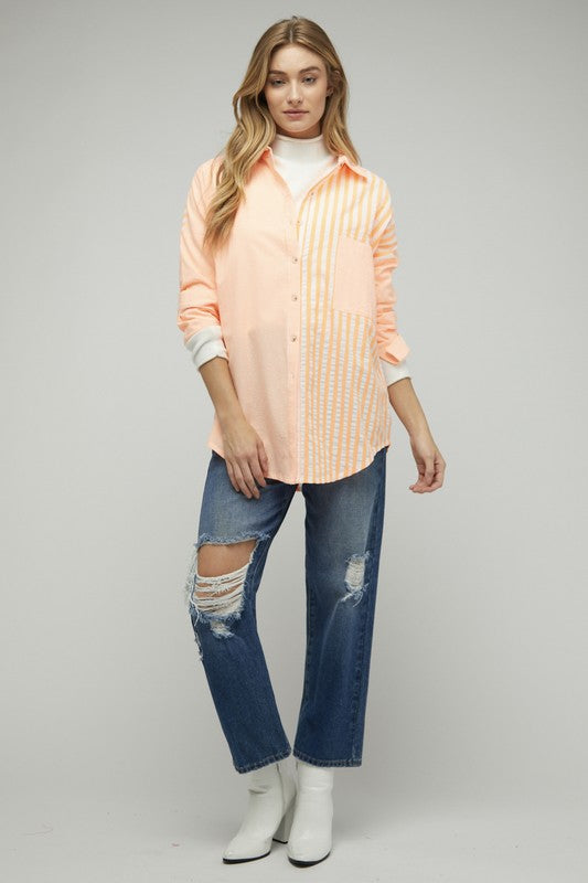 Stripe Button Down Long Sleeve Shirt - Jake J Shop