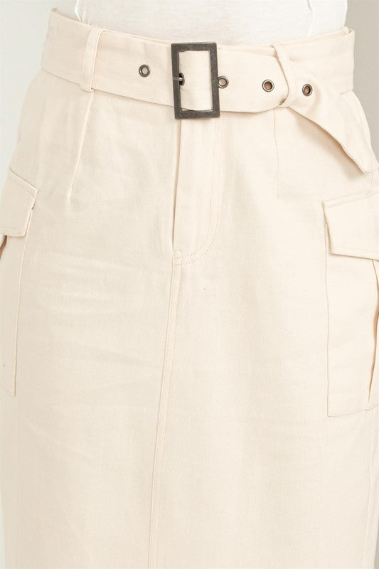 Professional Poise Buckled Belt Cargo Skirt - Jake J Shop