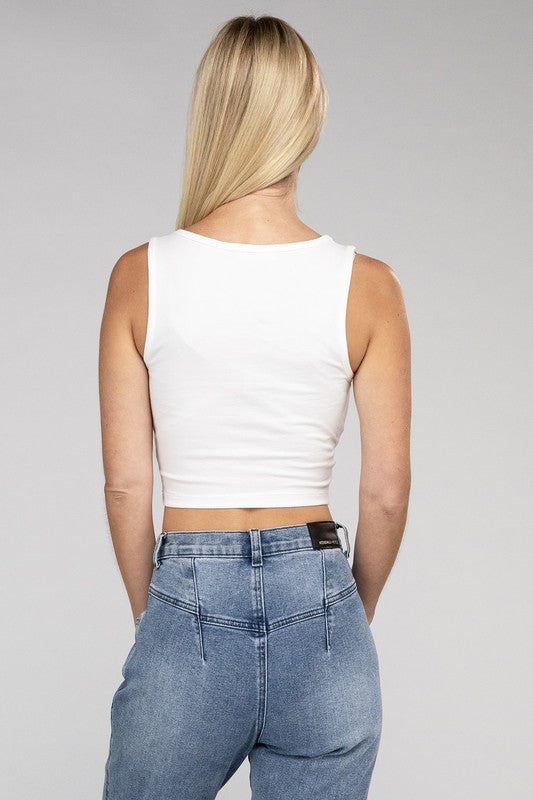 Cotton Square Neck Cropped Cami Top - Jake J Shop