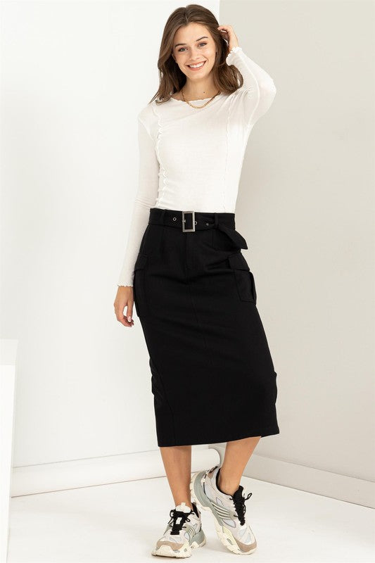 Professional Poise Buckled Belt Cargo Skirt - Jake J Shop