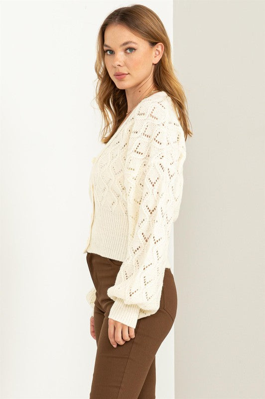 Days Together Pointelle Sweater Cardigan - Jake J Shop