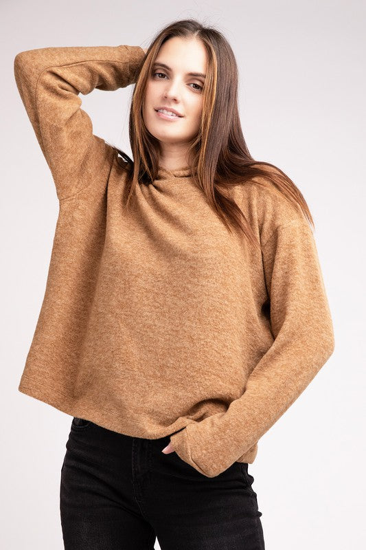 Hooded Brushed Melange Hacci Sweater