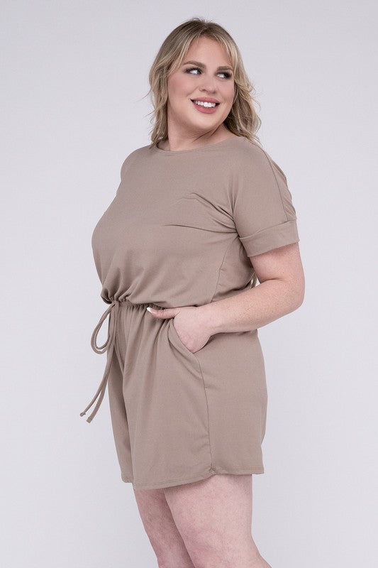 ZENANA Summer Romper Plus Size Brushed with Pockets