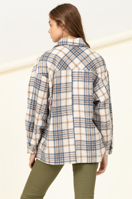 For Myself Plaid Print Button-Front Top