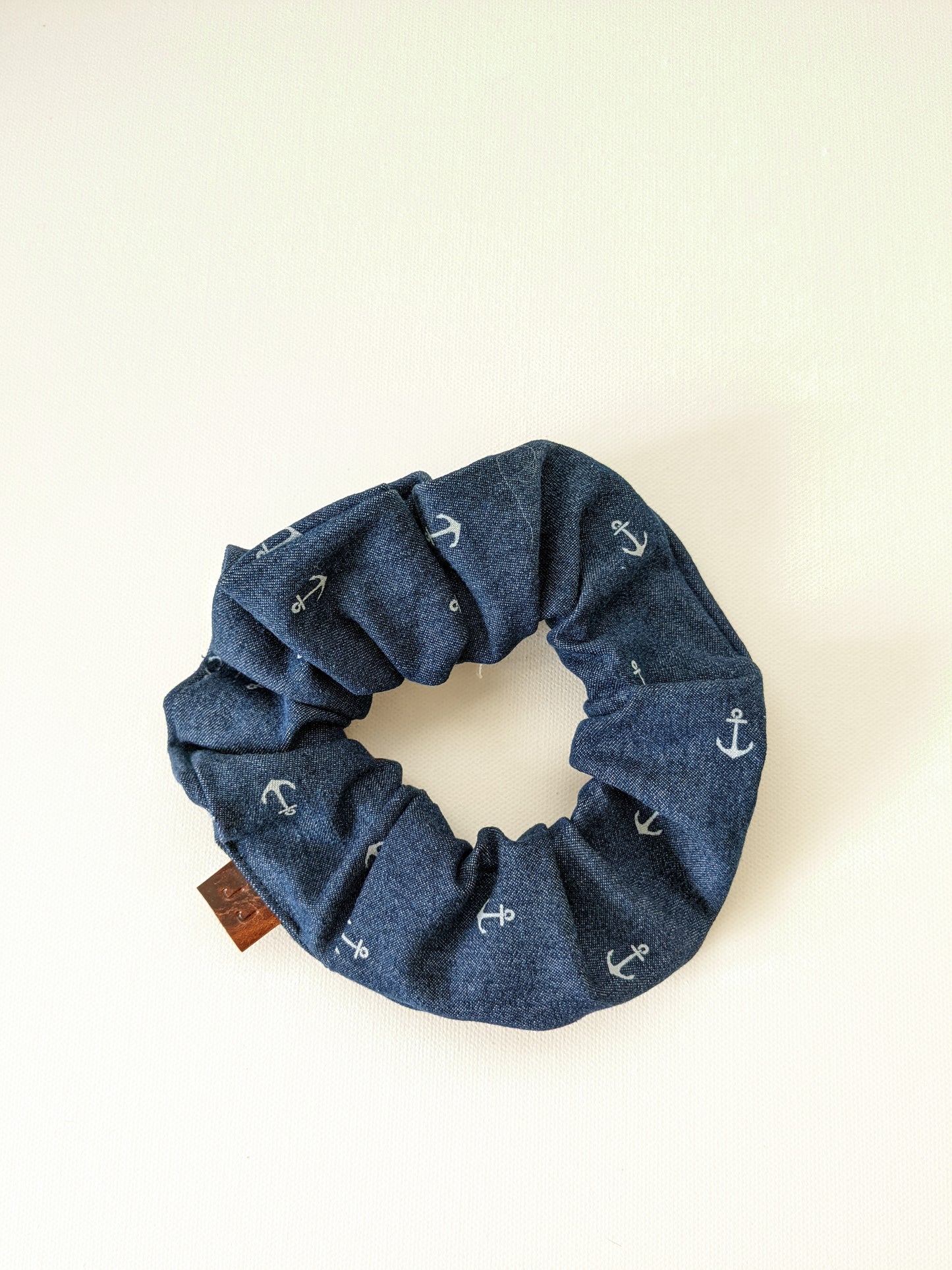 Handmade Anchor Denim Scrunchie Standard