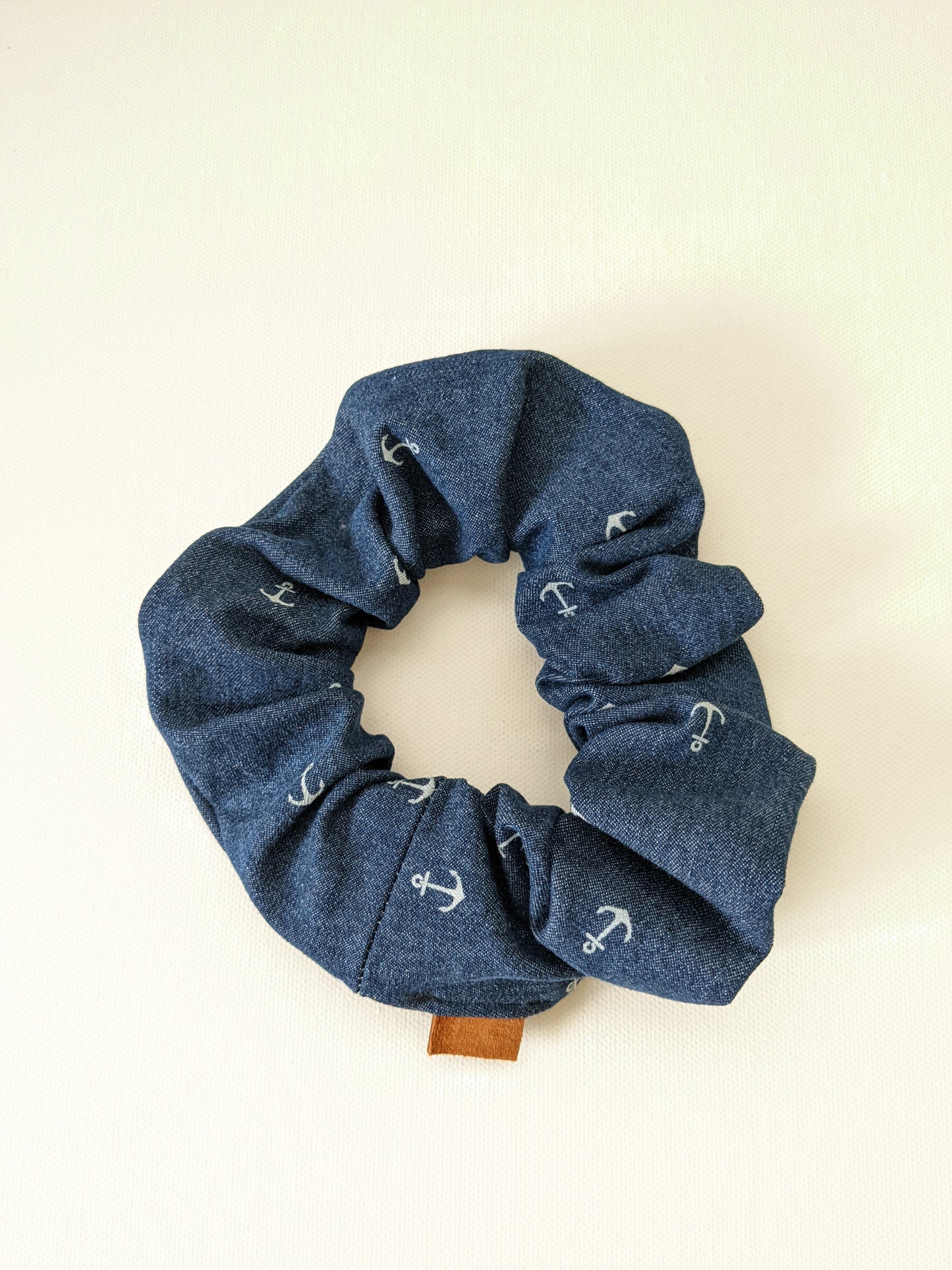 Handmade Anchor Denim Scrunchie Standard