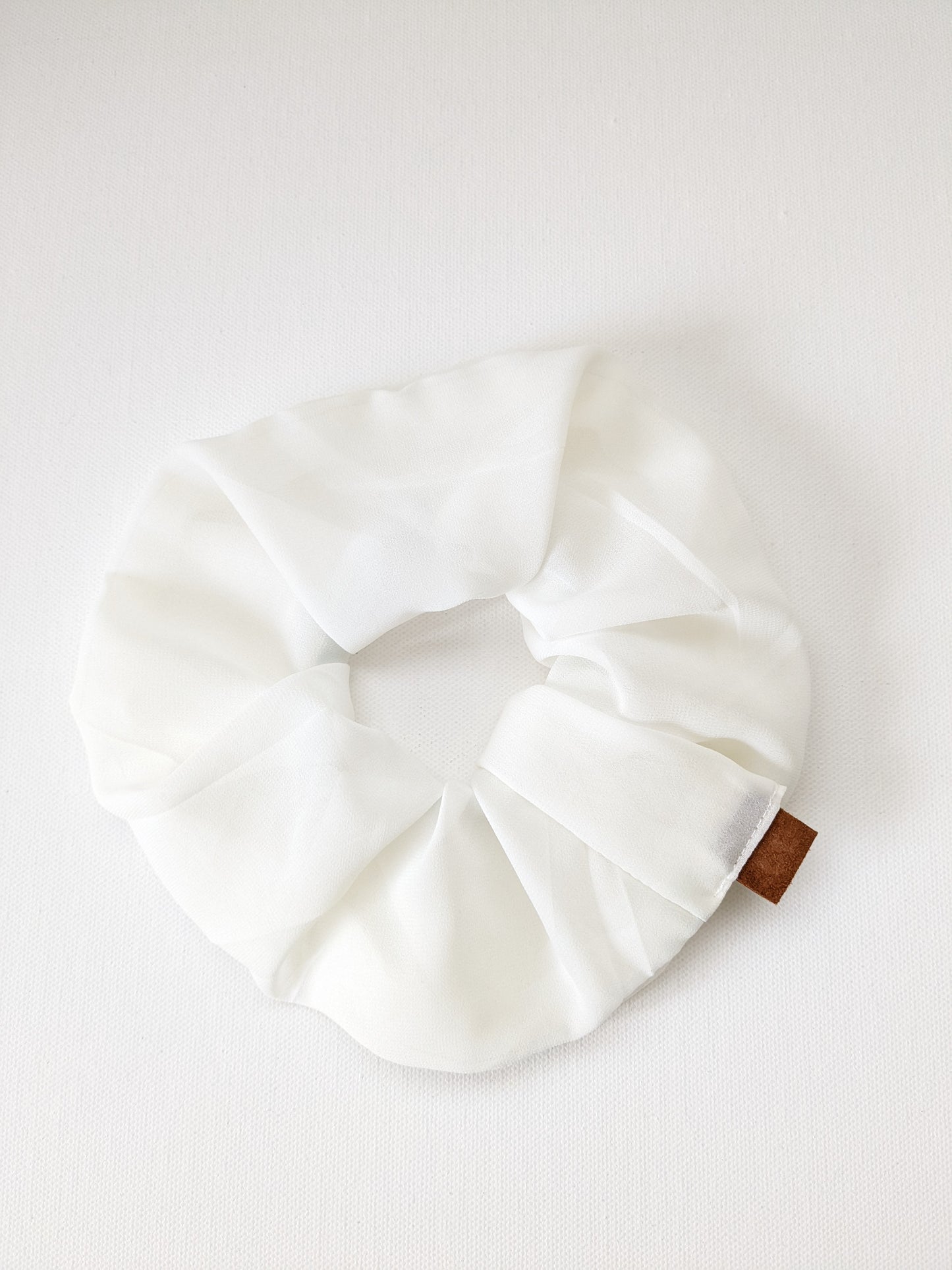 Handmade Chiffon White Elegant Scrunchie Large